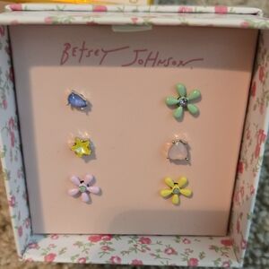Betsey Johnson Pastel Flower Earring Set Nwot